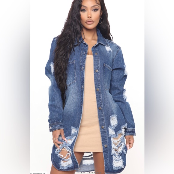 Damsel In Distress Shacket - Medium Blue Wash - Picture 1 of 4